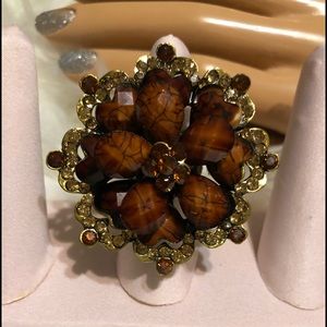 Beautiful Big Amber Bling Stretch Ring!!!